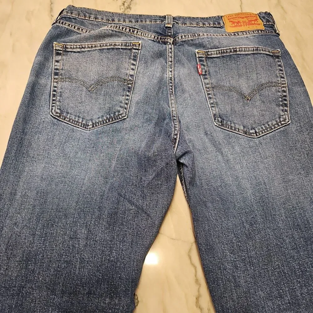 Levi's 514 Jeans Men's 36x34 Straight Slim Fit Stretch Blue Med Wash Denim